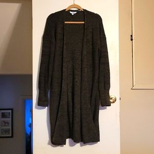 Time and Tru 41in Long Cardigan, Olive/Black size XL (16-18)